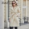 ZIAI 2023 НОВАЯ женская весенняя куртка с длинным поясом, классический двубортный плащ с большими лацканами, тонкие хлопковые парки ZM-20297