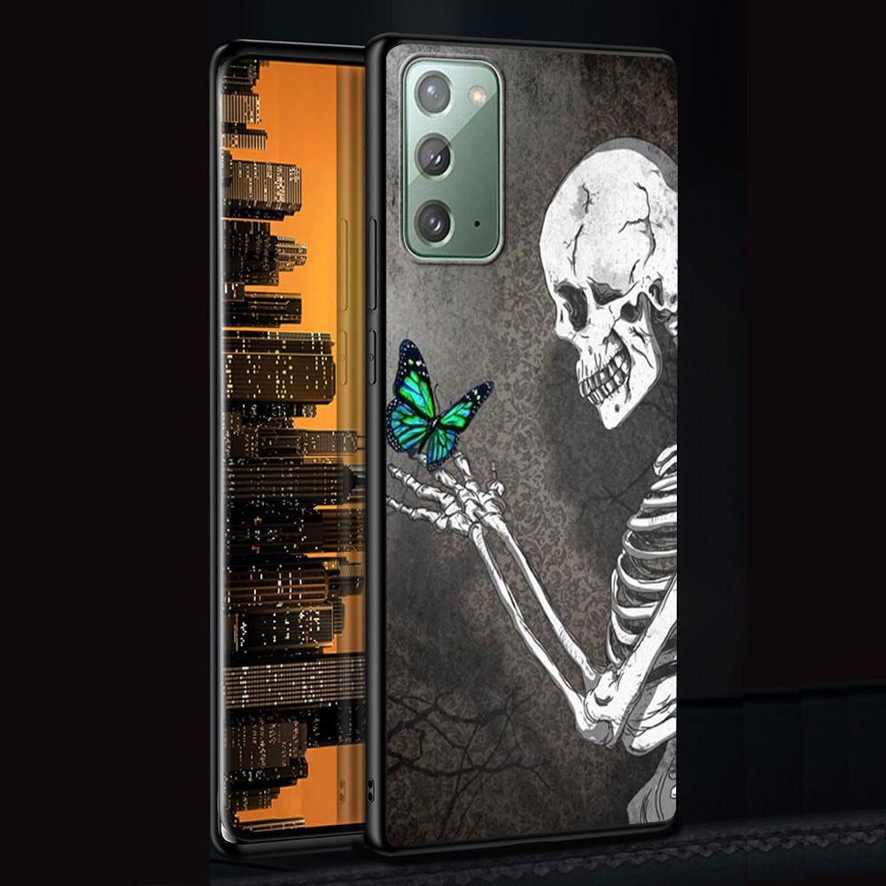 Чехол-бабочка в стиле ретро с черепом для Samsung Galaxy Note 20 Ultra 10 Lite 9 8 A53 A52 S23 S22 S21 S20 Plus, силиконовый черный чехол для телефона