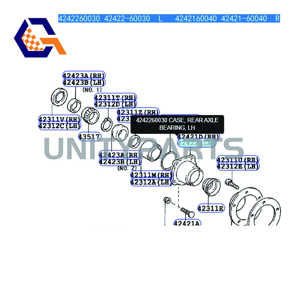 For Toyota Land Cruiser 100 HDJ100 UZJ100 1pcs Rear Wheel Hub Bearing 42422-60030 42421-60040 4242260030 4242160040