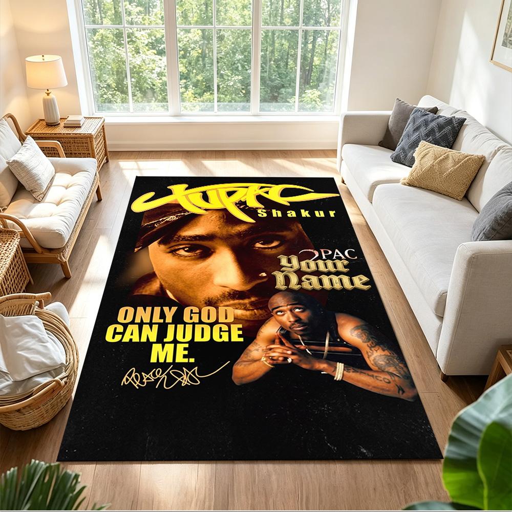 2pac Customized Name Floor Mat Perfect for Dining Room Kitchen Bedrooms Dormitory Antislip Carpet Anime Office Decor Perfect Gift for Friends & Family
