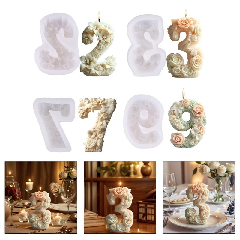 Силиконовые формы для свечей с цветами, силиконовые формы с цветами и цифрами для свечей, мыла, гипса, декора, эпоксидной смолы
