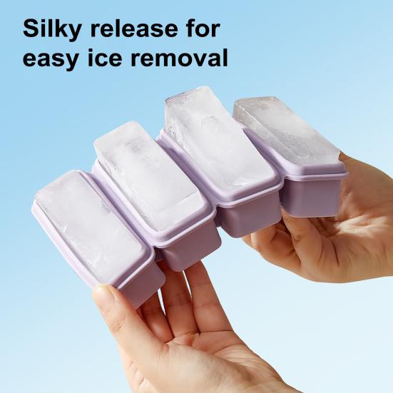 Silicone Ice Cube Tray with Lid Large Ice Mold for Slow Melting Freeze Store Soup Sauce Broth Food-Grade Silicone Freezer Container for Leftovers