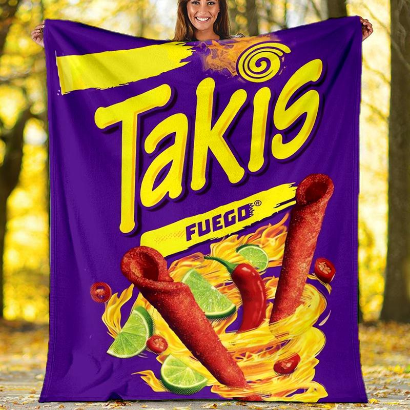 Takis Fuego Theme Printed Blanket - Perfect for Couch, Bed, Travel & Outdoor Use | Machine Washable, Cozy & Durable.