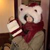 2024 Women's Red Angora Bear Hat with Thick Winter Scarf & Gloves