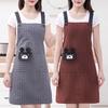 Кухонный фартук с большим карманом, мягкая текстура, дышащий полосатый фартук на шнуровке, грязеотталкивающий фартук для чистки с рисунком медведя из мультфильма для художника