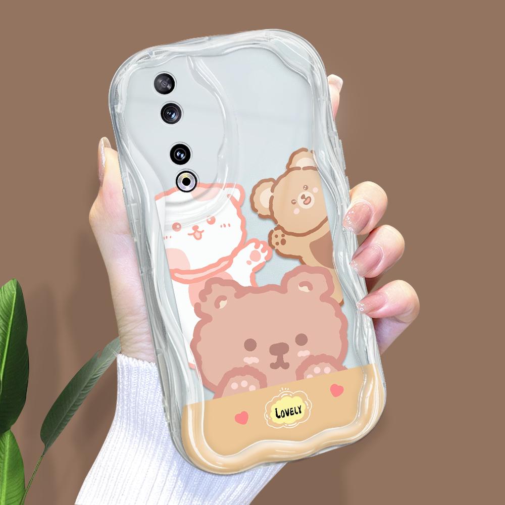 Cute Cartoon Pattern Cream Texture Casing Wavy Edge Soft Silicone Cover Phone Case for Huawei Honor Infinix Tecno iPhone