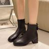 2024 New Fashion Ankle Boots Women Elastic Socks Boots High Heel Thicks Heel  Short Boots Square Toe  Retro Ladies Shoes