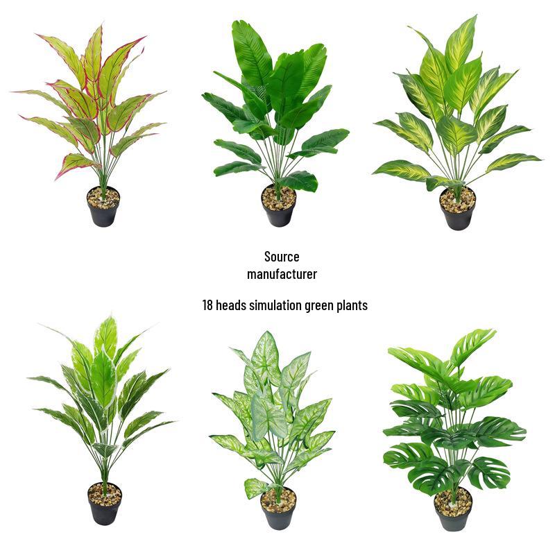 18-Head Monstera Deliciosa and Aglaonema Faux Plant Bonsai for Home Landscaping