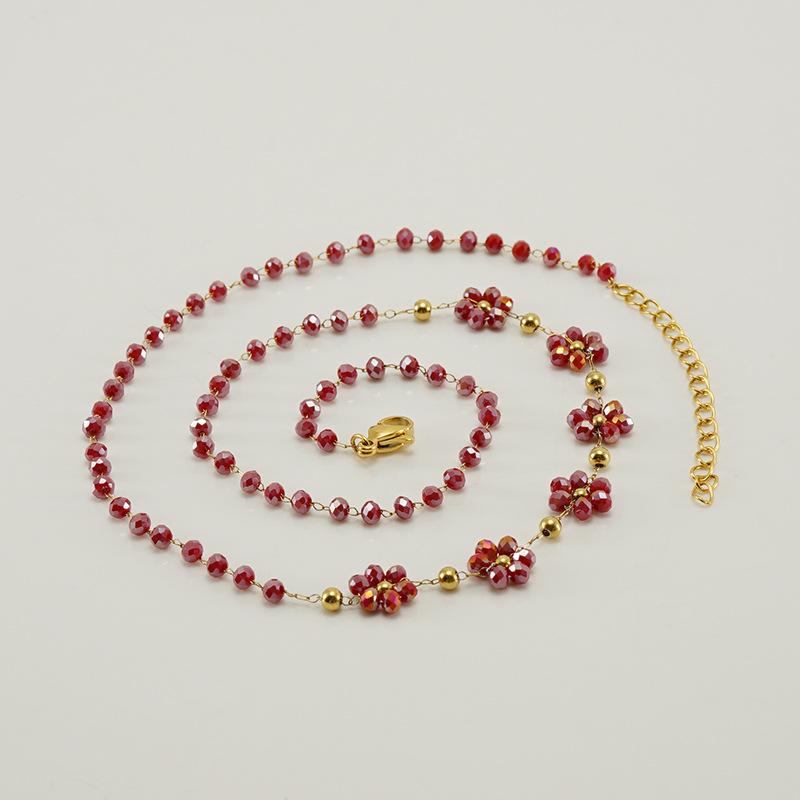 Нержавеющая сталь Новые серьги-цветы браслет ожерелье хрустальные бусины универсальные украшения в стиле бохо