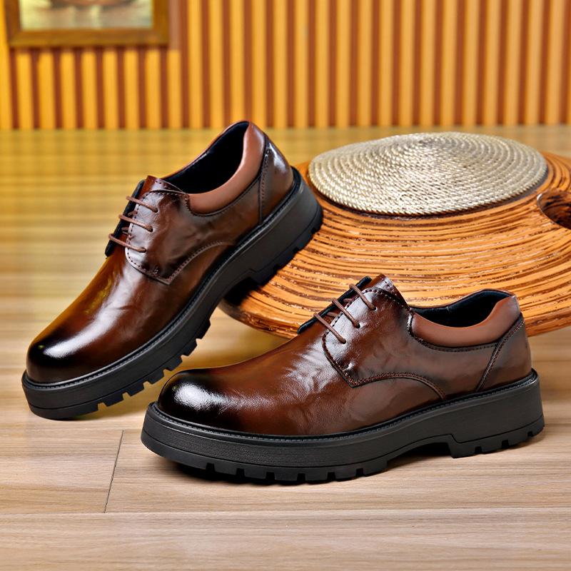 Кожаная обувь Мужская Ручная Захват Круглый Носок Молодежный Британский Стиль Повседневная Кожаная Обувь с Низким Верхом Модная Свадебная Обувь