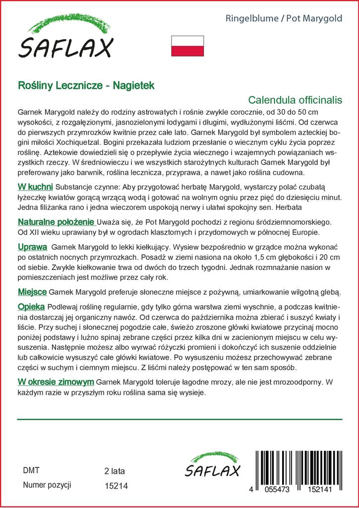 SAFLAX Garden in the Bag - Мэриголд в горшке - 50 семян - С субстратом в подходящем пакете-стойке - Calendula officinalis