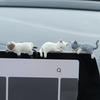Декор на приборную панель автомобиля Кот Миниатюрные фигурки спящего котенка для лобового стекла и консоли Милые ПВХ украшения Безопасный Очаровательный аксессуар для интерьера автомобиля