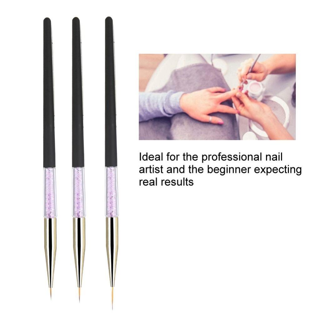 3pcs Delicate Fine Detail Nail Brush Fine Detail Nail Liner Brush Acrylic Nails