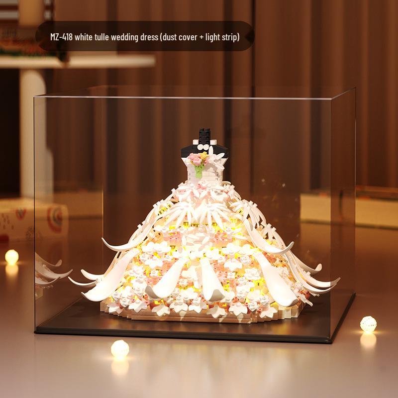 Совместимая Lego Белое Свадебное Платье Микро Алмазный Строительный Блок Фигурка Игрушка - Подарок для Девочек.