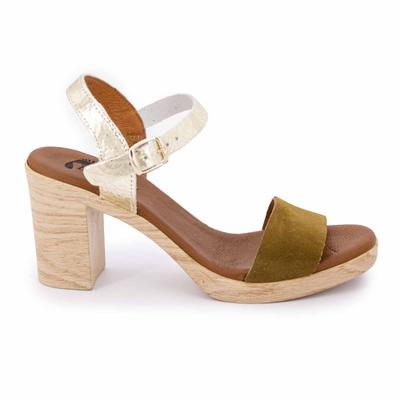 Босоножки цвета хаки на каблуке craq oro 73299 t36/41 женщина