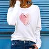 Heart Print Round Neck Long Sleeve T-Shirt Oversized Basis Ladies Clothing Women's Cotton T-Shirt Autumn Casual Streetwear