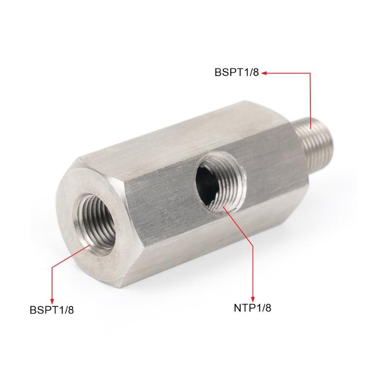 Oil Pressure Sensor Connector Feed Line Gauge Tee Adapter Oil Pressure Sensor Tee 1/8"NPT Female To M12 M10 M14 1/8NPT 1/4NPT