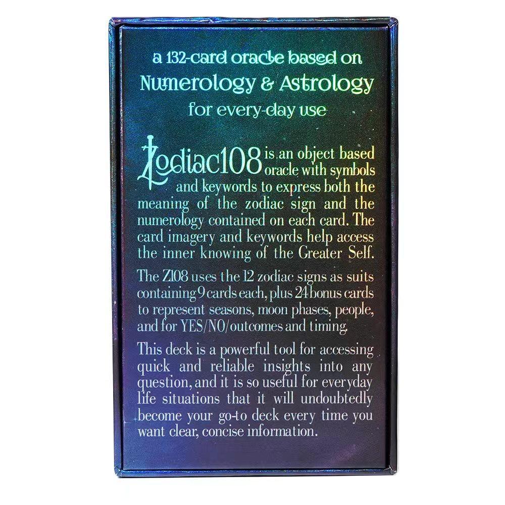 Колода оракулов IN2IT Zodiac 108 с ключевыми словами 132 карты оракула на основе астрологии и нумерологии в жесткой коробке 12*7 см