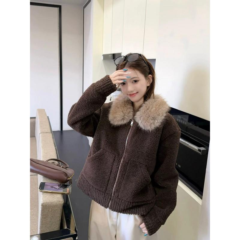 Womens Thick Fleece-Lined Cotton Puffer Jacket With Detachable Faux Fur Collar Short Winter Coat 2026