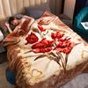 Flannel Blanket Thickened Floral Printing Double-layered Warmth Retention Easy Care Machine Washable Maximum Comfort Reversible Extra Large Blanket