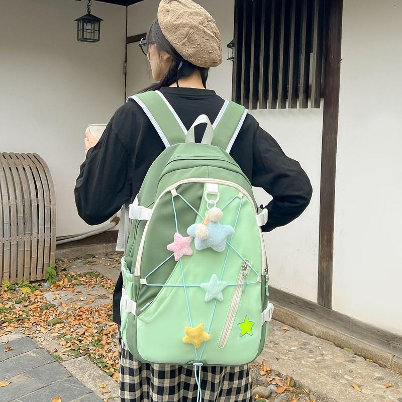 Contrast Backpack Backpack Large Capacity Junior High School Student Schoolbag