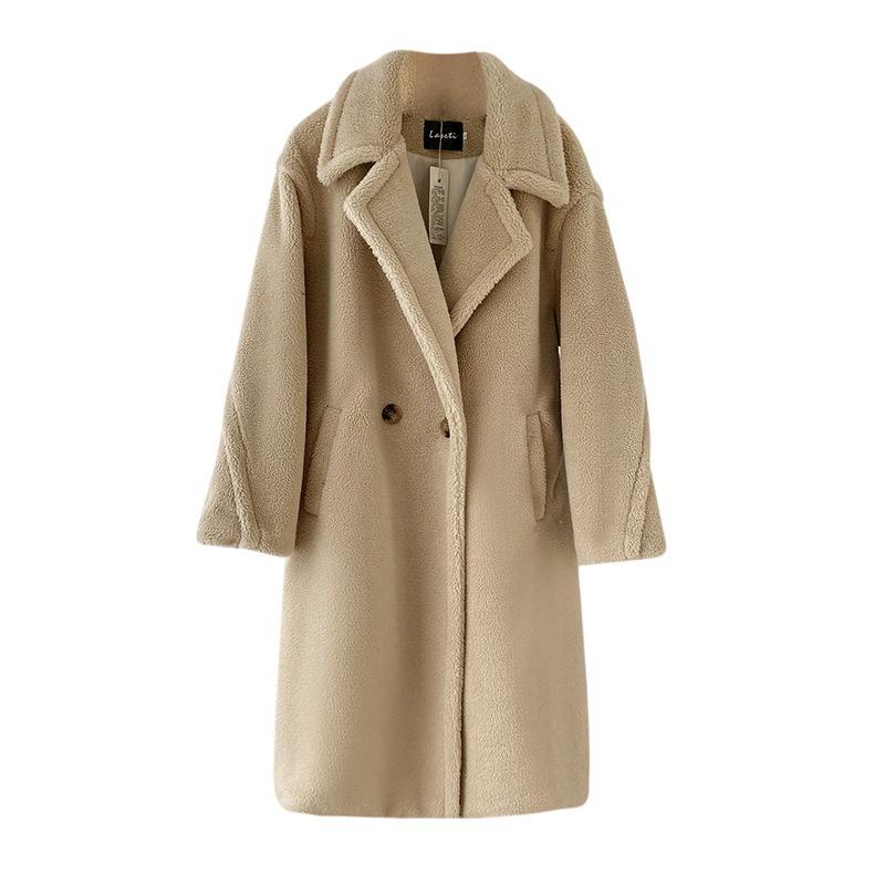 Искусственный мех пальто женское удлиненное утолщенное меховое интегрированное пальто свободного кроя ленивый стиль мех ягненка искусственный мех верх