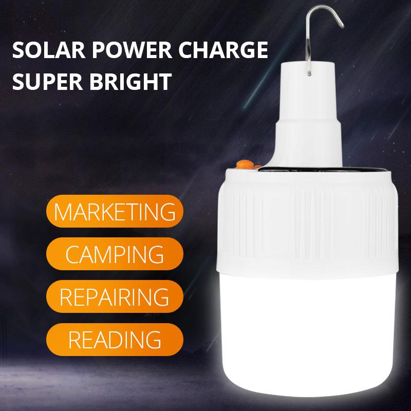 Solar LED Charging Energy-Saving Bulb Light Frame Night Market Mobile Outdoor Solar Powered LED Emergency Camping