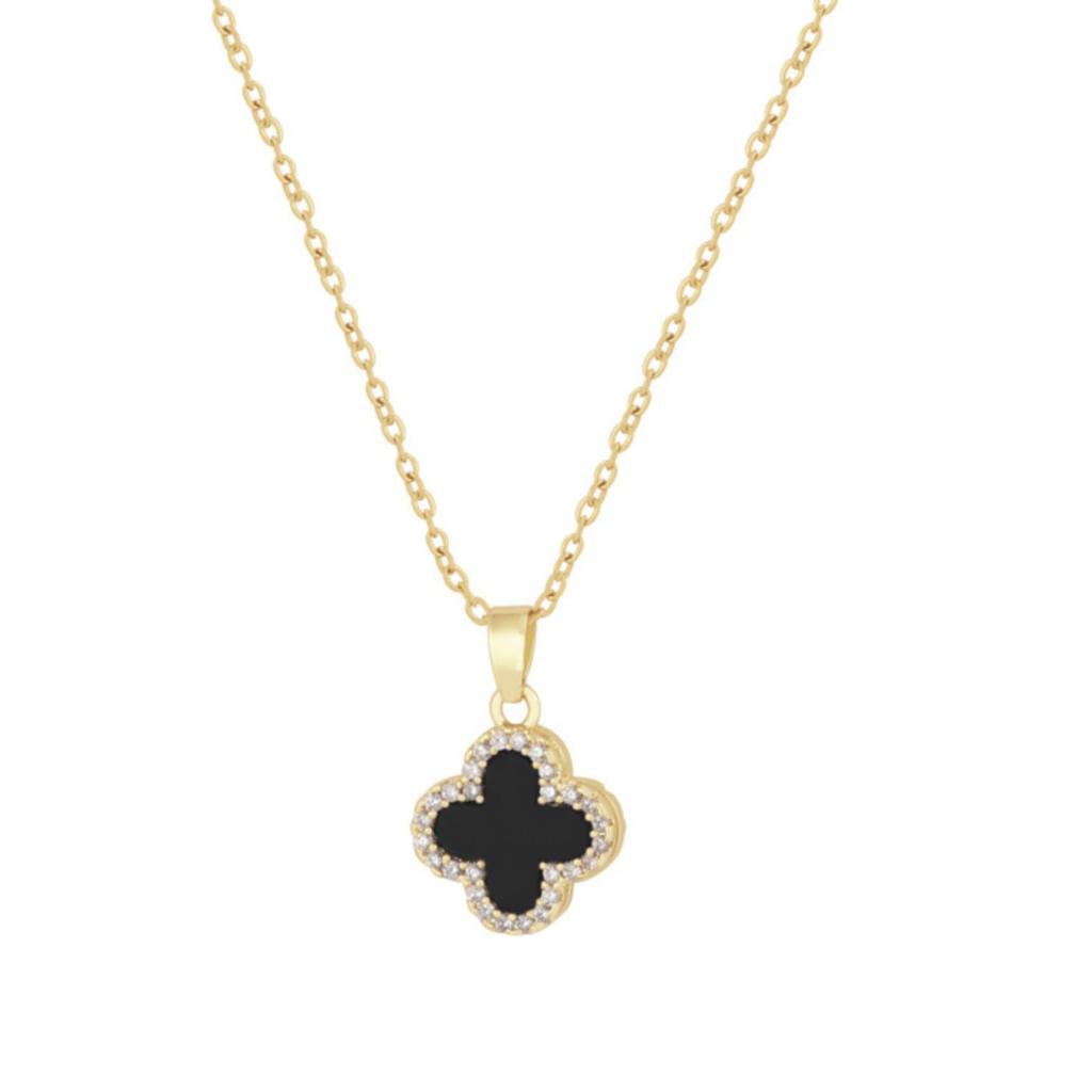 Necklace Without Fading Four-leaf Clover Micro-intact Zircon Fashionable Double-sided Versatile High-end Women