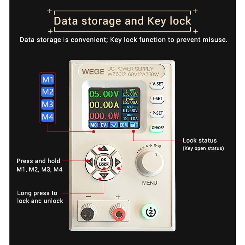 60В 12А Регулируемый ЧПУ для источника питания постоянного тока Понижающий модуль источника питания Стабилизация напряжения Стабилизация тока ЖК-экран