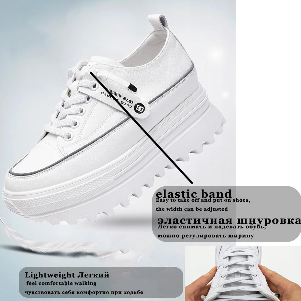 Fujin/5,5 см, туфли на танкетке из натуральной кожи, массивные кроссовки, белые повседневные удобные дышащие весенне-осенние туфли