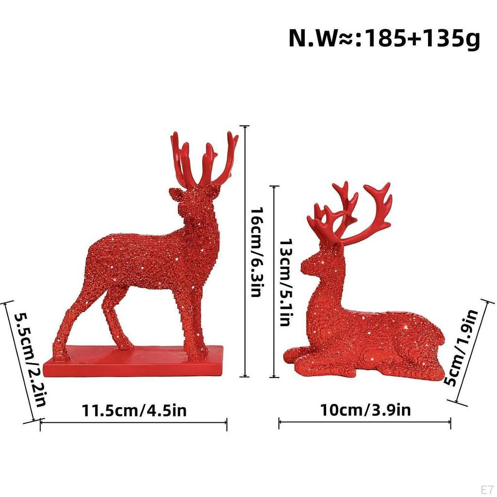 Фигурки северных оленей Поделки с оленями Декоративный забавный праздничный декор Смола Орнамент Статуэтка