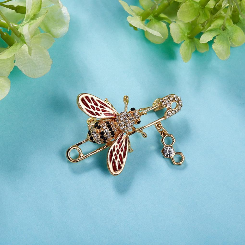 Насекомое Брошь со стразами Блестящая в форме пчелы Эмалевая значок Зажим для воротника Декор для одежды и шарфа BC18Y0461-1