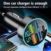 PD Car Charger QC3.0 Fast Charge One To Five Car Cigarette Lighter Plug 5 Port Car Charger Flash Charge with Digital Display