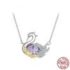S925 Sterling Silver Cute Swan Pendant Necklace for Women Teen Girls Animal Jewelry Gifts for Her