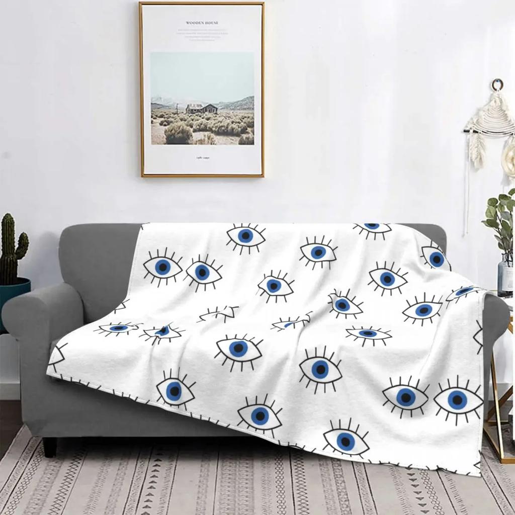 Bohemian blue eyes Printed Blanket for Sofa Bed Travel Camping Living Room Office Conditioning Blanket for All Seasons Gifts