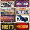 Vintage France Plate USA City State Metal Sign Home Wall Decor Tin Sign Plaque Landmark Garage Cafe For Bar Pub Plate Craft Art
