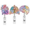 Medical Heart Lung Brain Acrylic Glitter Retractable Badge Reel Rotating Crocodile Clip ID Badge Holder for Doctor Nurse