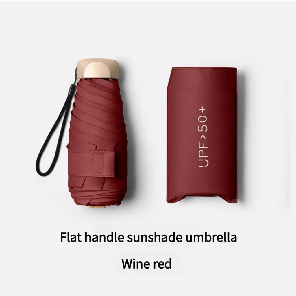 Ultra-Light Compact 5-Fold Women Umbrella, UPF50+ Sun Protection & All-Weather Use, Portable Black Coated Pocket Umbrella