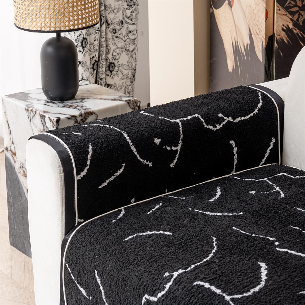 Thicken Lines Jacquard Fluffy Warm Fall/Winter Sofa Cover for Living Room Couch Seat Cushion Towel Slipcovers Decor