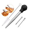 Sagit Stainless Steel Turkey Baster Baster Syringe For Cooking Meat Injector Set With 2 Marinade Needles 1 Cleaning Brush