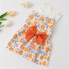 Cute Bow Pet Cat Dress Skirt Summer Flower Print Dog Dresses for Small Dogs Poodle Puppy mascotas Clothes vestidos para perritas