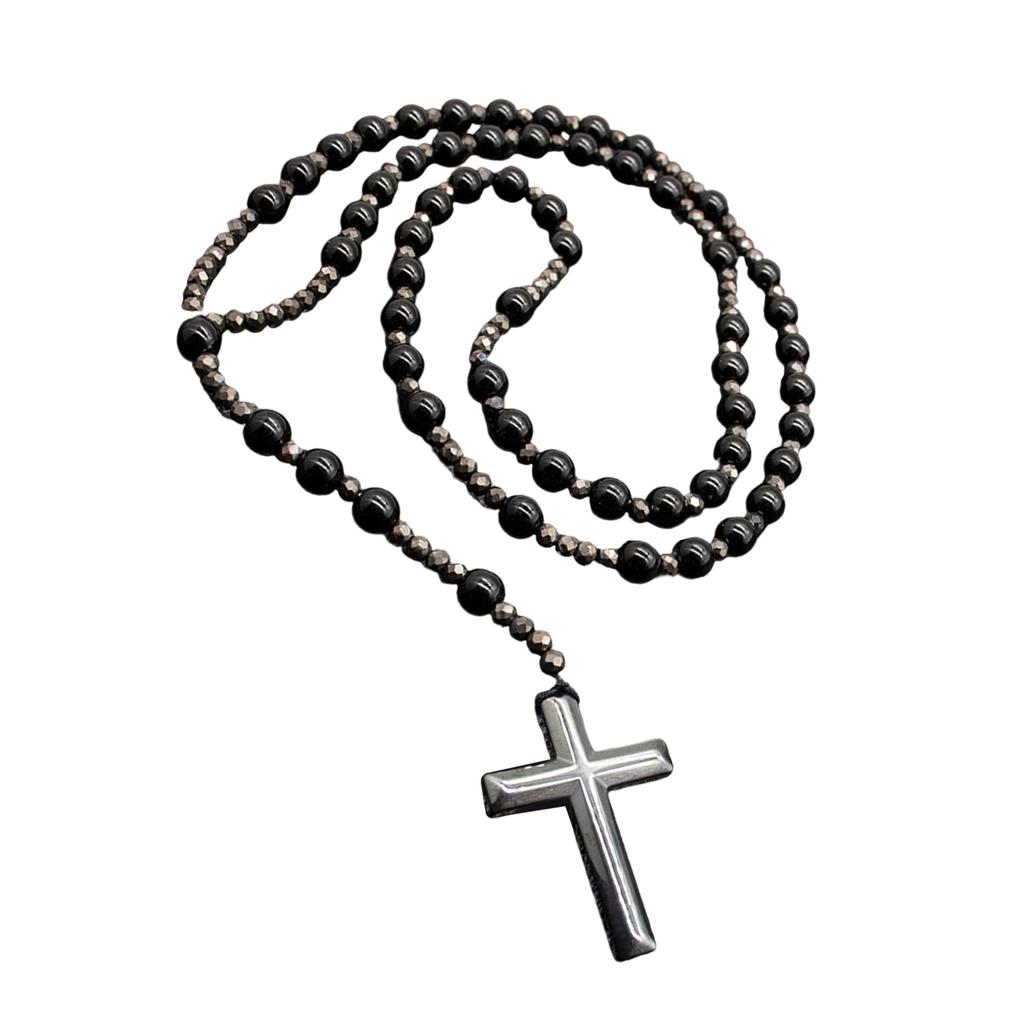 Элегантное ожерелье с крестами из бусин и камнями тигровый глаз для мужчин, религиозный подарок, унисекс, духовное ожерелье
