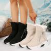 Модные женские сапоги до середины голени, теплые зимние сапоги, женские туфли на платформе с круглым носком и боковой молнией