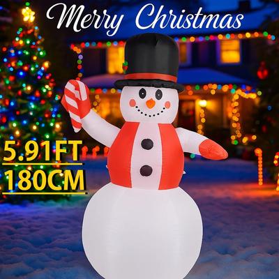 5.91ФТ Украшение для вечеринки во дворе Надувная шляпа Снеговик Игрушка со светодиодной подсветкой Рождественский декор для дома Орнамент Принадлежности Рождественские праздничные подарки