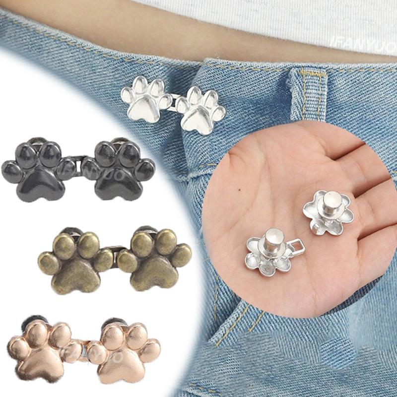 Cute Cat Claw Tighten Waist Buckle Metal Brooches Pins Clip Adjustable Snap Button Jeans Buttons Detachable Clothing Accessories