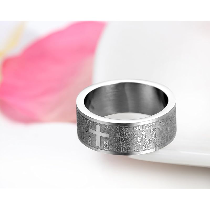 Мужские кольца из нержавеющей стали кольцо для помолвки крест кольцо с библией штамп молитва Господня простая мода круто Популярность Стильный для моего парня для моего
