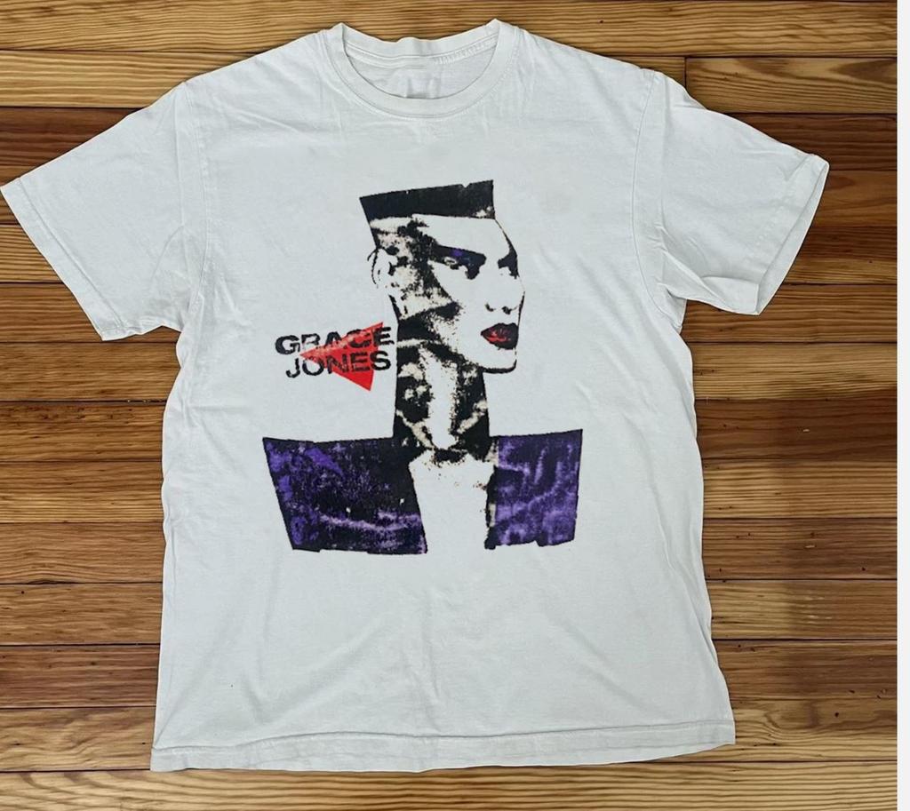 VTG Grace Jones Short Sleeve Cotton White Size S-5XL T Shirt