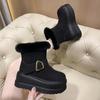 Мода 8 см Новые Женские Теплые Плюшевые Снежные Ботинки Нескользящие Зимние Ботинки Замшевая Кожа Массивные Кроссовки Толстый Мех Высокая Платформа Ботильоны