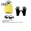 Cosplay Props Set 3Pcs Halloween Costume Accessories, Yellow Knitted Hat Steampunk Goggles Long Wear Gloves Adults Party for Men Women Retro