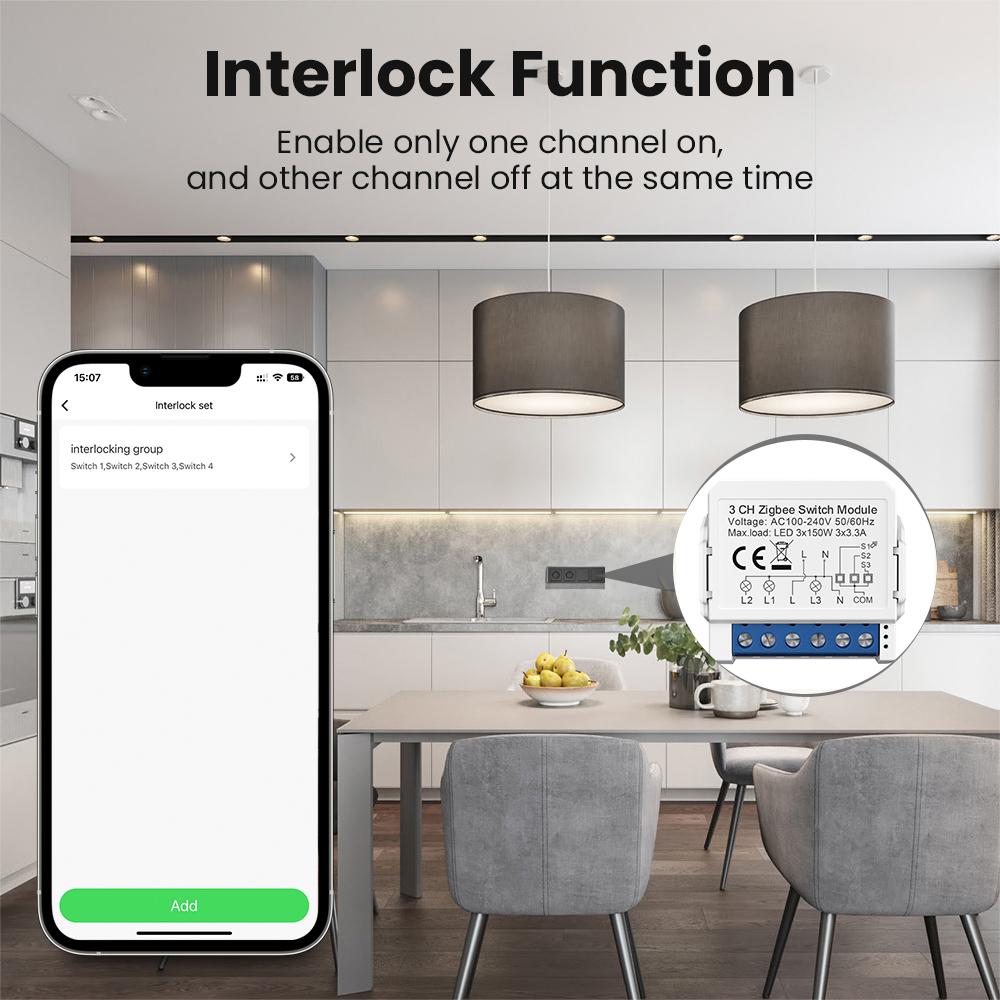 ZWSM16 3 Gang Zigbee 2-Way Switch Module Tuya Mini Remote Control Smart Circuit Breaker